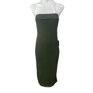 NEW Lulus Women's Green Strapless Sleeveless Midi Bodycon Tank Tube Dress Size L